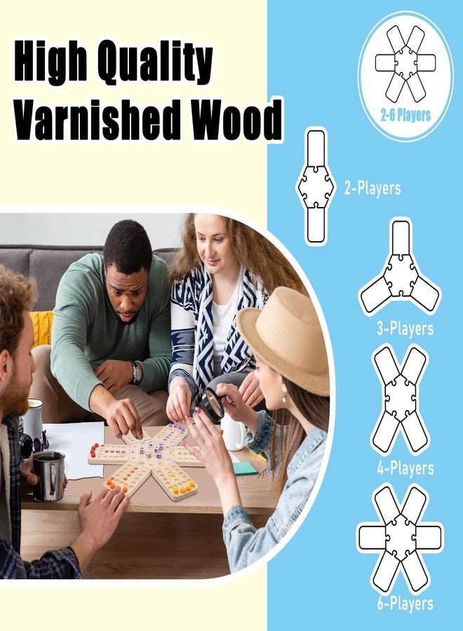 WodGod Original Marble Board Game Set, Portable Wooden Tabletop Game with 30 Marbles and 7 Dice for Family Party Nights (2-6 Players) - Image 2